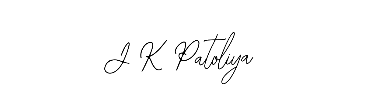 Bearetta-2O07w is a professional signature style that is perfect for those who want to add a touch of class to their signature. It is also a great choice for those who want to make their signature more unique. Get J K Patoliya name to fancy signature for free. J K Patoliya signature style 12 images and pictures png