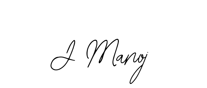 How to make J Manoj name signature. Use Bearetta-2O07w style for creating short signs online. This is the latest handwritten sign. J Manoj signature style 12 images and pictures png