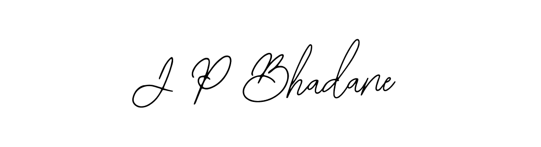 How to make J P Bhadane name signature. Use Bearetta-2O07w style for creating short signs online. This is the latest handwritten sign. J P Bhadane signature style 12 images and pictures png