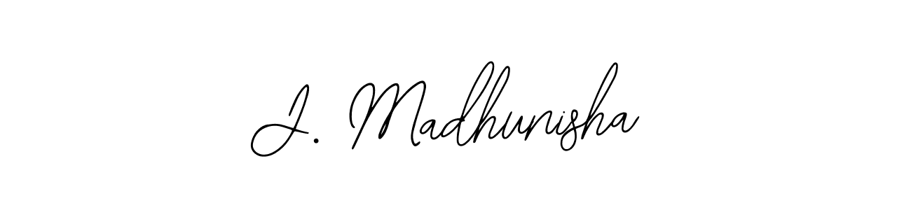 The best way (Bearetta-2O07w) to make a short signature is to pick only two or three words in your name. The name J. Madhunisha include a total of six letters. For converting this name. J. Madhunisha signature style 12 images and pictures png
