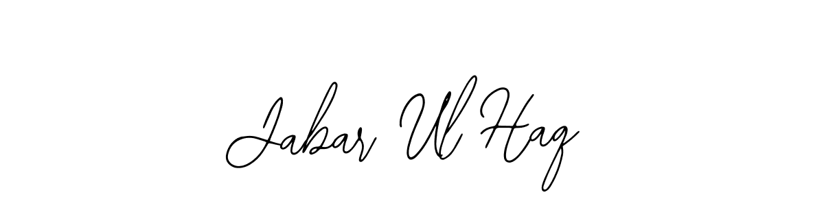 The best way (Bearetta-2O07w) to make a short signature is to pick only two or three words in your name. The name Jabar Ul Haq include a total of six letters. For converting this name. Jabar Ul Haq signature style 12 images and pictures png