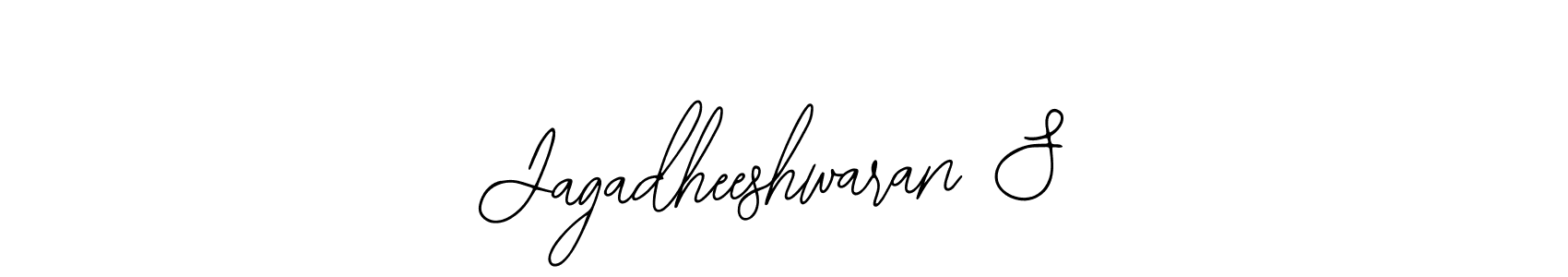 The best way (Bearetta-2O07w) to make a short signature is to pick only two or three words in your name. The name Jagadheeshwaran S include a total of six letters. For converting this name. Jagadheeshwaran S signature style 12 images and pictures png