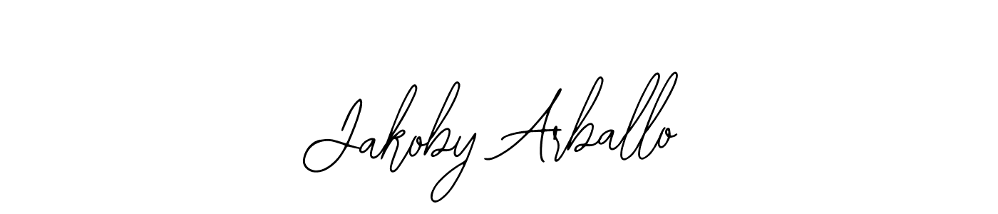 How to make Jakoby Arballo name signature. Use Bearetta-2O07w style for creating short signs online. This is the latest handwritten sign. Jakoby Arballo signature style 12 images and pictures png