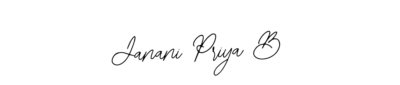 The best way (Bearetta-2O07w) to make a short signature is to pick only two or three words in your name. The name Janani Priya B include a total of six letters. For converting this name. Janani Priya B signature style 12 images and pictures png