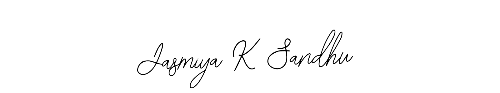 How to make Jasmiya K Sandhu name signature. Use Bearetta-2O07w style for creating short signs online. This is the latest handwritten sign. Jasmiya K Sandhu signature style 12 images and pictures png