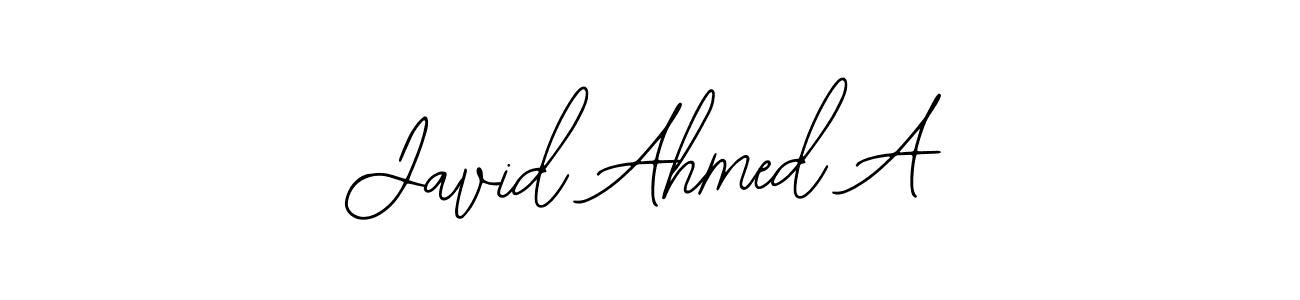 The best way (Bearetta-2O07w) to make a short signature is to pick only two or three words in your name. The name Javid Ahmed A include a total of six letters. For converting this name. Javid Ahmed A signature style 12 images and pictures png