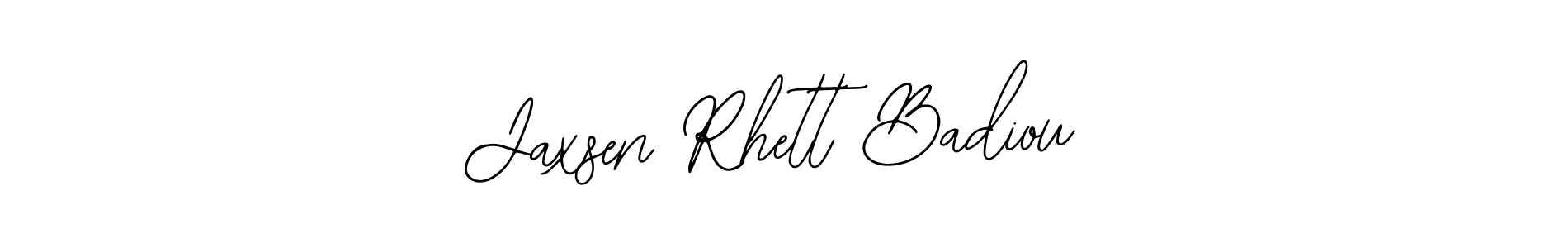 How to make Jaxsen Rhett Badiou name signature. Use Bearetta-2O07w style for creating short signs online. This is the latest handwritten sign. Jaxsen Rhett Badiou signature style 12 images and pictures png