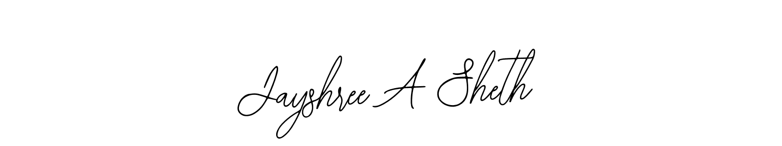 How to make Jayshree A Sheth name signature. Use Bearetta-2O07w style for creating short signs online. This is the latest handwritten sign. Jayshree A Sheth signature style 12 images and pictures png