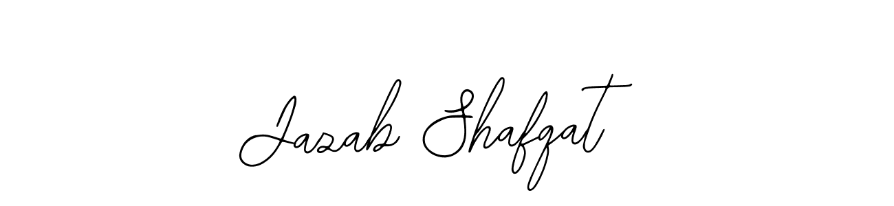 The best way (Bearetta-2O07w) to make a short signature is to pick only two or three words in your name. The name Jazab Shafqat include a total of six letters. For converting this name. Jazab Shafqat signature style 12 images and pictures png