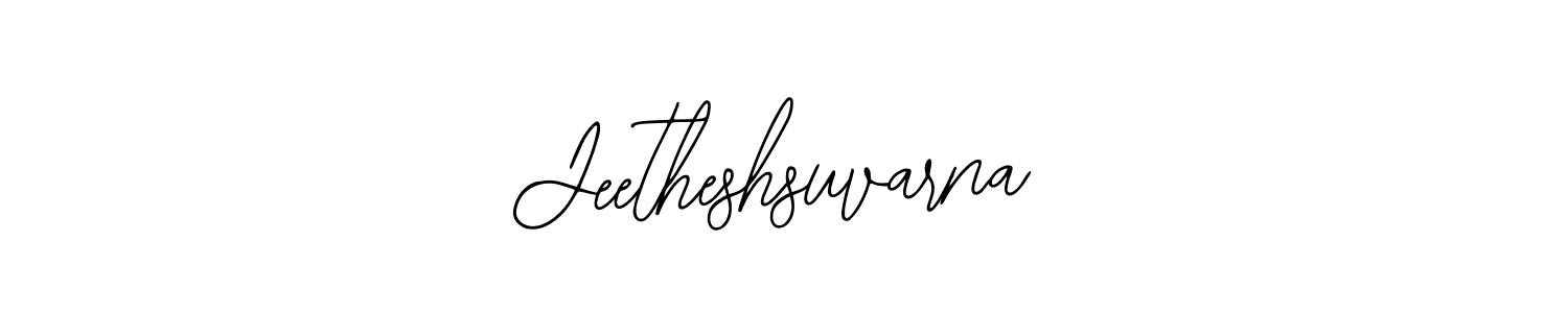 The best way (Bearetta-2O07w) to make a short signature is to pick only two or three words in your name. The name Jeetheshsuvarna include a total of six letters. For converting this name. Jeetheshsuvarna signature style 12 images and pictures png