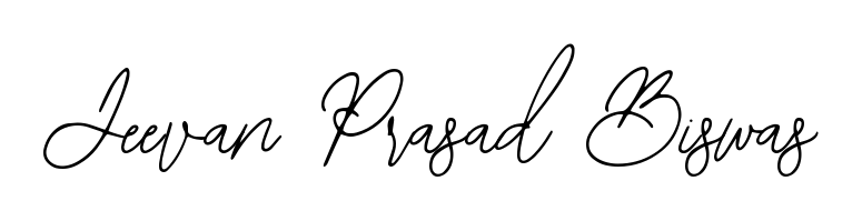 A sleek calligraphic signature for name Jeevan Prasad Biswas utilizing Bearetta-2O07w styling. Great for adding personal signatures to photos and art. Jeevan Prasad Biswas signature style 12 images and pictures png