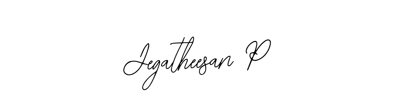 How to make Jegatheesan P name signature. Use Bearetta-2O07w style for creating short signs online. This is the latest handwritten sign. Jegatheesan P signature style 12 images and pictures png