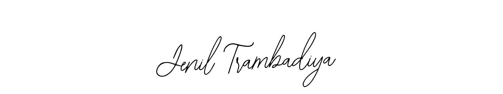 How to make Jenil Trambadiya name signature. Use Bearetta-2O07w style for creating short signs online. This is the latest handwritten sign. Jenil Trambadiya signature style 12 images and pictures png