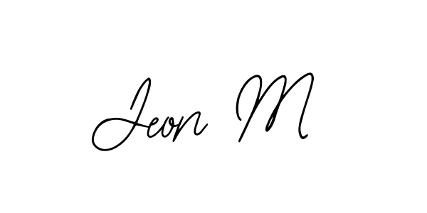 How to make Jeon M name signature. Use Bearetta-2O07w style for creating short signs online. This is the latest handwritten sign. Jeon M signature style 12 images and pictures png