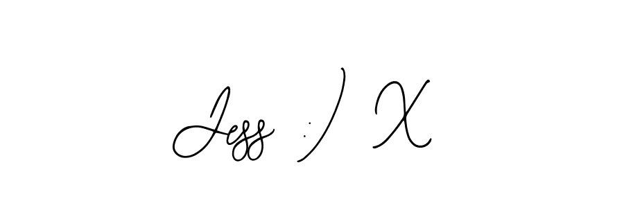 Also we have Jess :) X name is the best signature style. Create professional handwritten signature collection using Bearetta-2O07w autograph style. Jess :) X signature style 12 images and pictures png