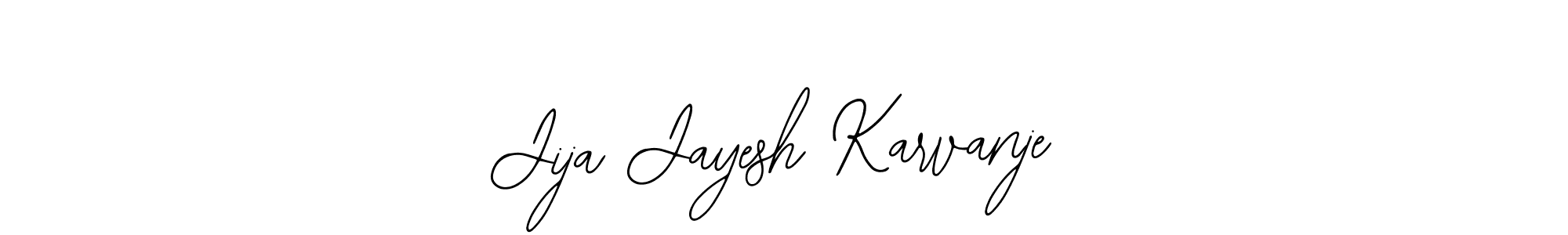 The best way (Bearetta-2O07w) to make a short signature is to pick only two or three words in your name. The name Jija Jayesh Karvanje include a total of six letters. For converting this name. Jija Jayesh Karvanje signature style 12 images and pictures png