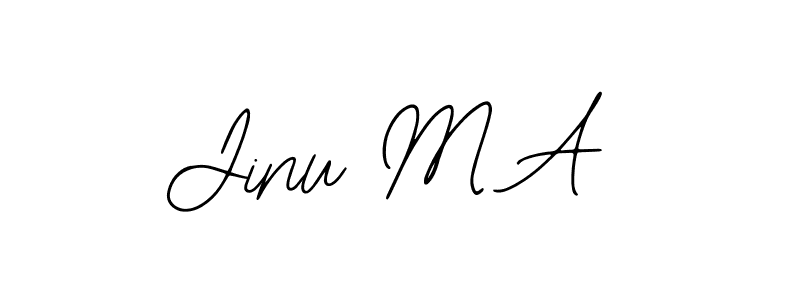 How to make Jinu M A name signature. Use Bearetta-2O07w style for creating short signs online. This is the latest handwritten sign. Jinu M A signature style 12 images and pictures png