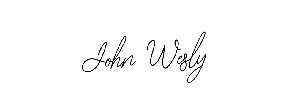 How to make John Wesly name signature. Use Bearetta-2O07w style for creating short signs online. This is the latest handwritten sign. John Wesly signature style 12 images and pictures png