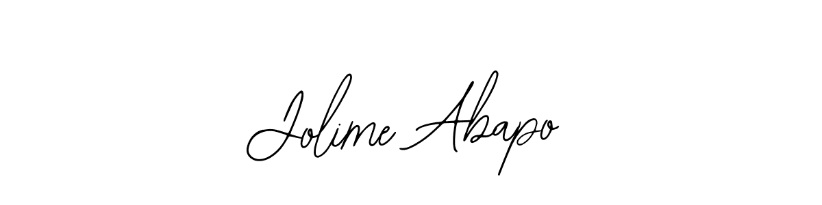 Use a signature maker to create a handwritten signature online. With this signature software, you can design (Bearetta-2O07w) your own signature for name Jolime Abapo. Jolime Abapo signature style 12 images and pictures png