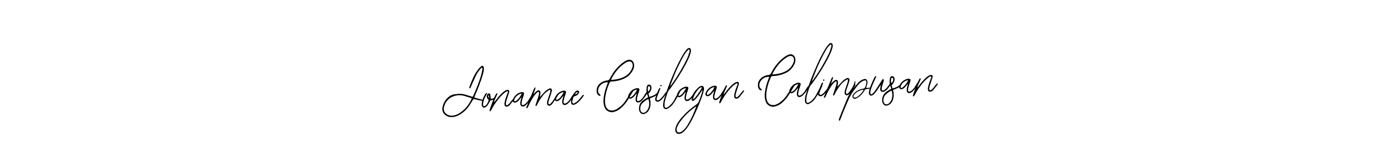 You should practise on your own different ways (Bearetta-2O07w) to write your name (Jonamae Casilagan Calimpusan) in signature. don't let someone else do it for you. Jonamae Casilagan Calimpusan signature style 12 images and pictures png