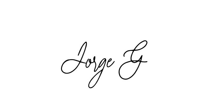 You should practise on your own different ways (Bearetta-2O07w) to write your name (Jorge G) in signature. don't let someone else do it for you. Jorge G signature style 12 images and pictures png