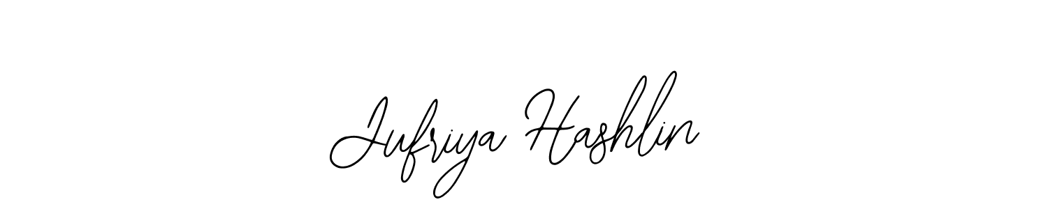 You should practise on your own different ways (Bearetta-2O07w) to write your name (Jufriya Hashlin) in signature. don't let someone else do it for you. Jufriya Hashlin signature style 12 images and pictures png