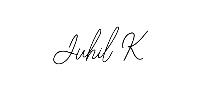 The best way (Bearetta-2O07w) to make a short signature is to pick only two or three words in your name. The name Juhil K include a total of six letters. For converting this name. Juhil K signature style 12 images and pictures png