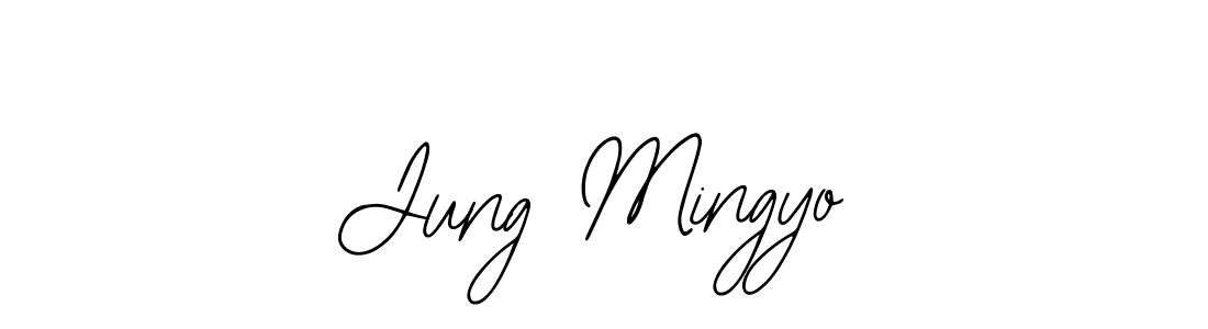 The best way (Bearetta-2O07w) to make a short signature is to pick only two or three words in your name. The name Jung Mingyo include a total of six letters. For converting this name. Jung Mingyo signature style 12 images and pictures png