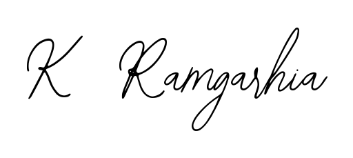 A sleek calligraphic signature for name K  Ramgarhia utilizing Bearetta-2O07w styling. Great for adding personal signatures to photos and art. K  Ramgarhia signature style 12 images and pictures png
