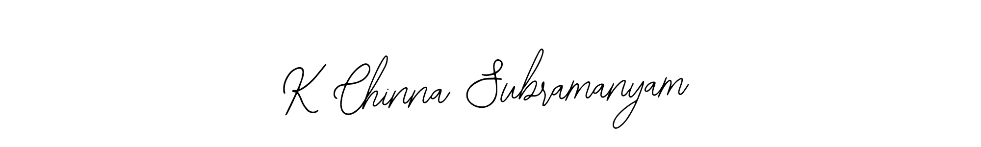 How to make K Chinna Subramanyam name signature. Use Bearetta-2O07w style for creating short signs online. This is the latest handwritten sign. K Chinna Subramanyam signature style 12 images and pictures png