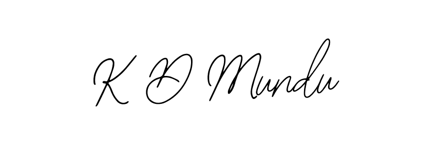 How to make K D Mundu name signature. Use Bearetta-2O07w style for creating short signs online. This is the latest handwritten sign. K D Mundu signature style 12 images and pictures png