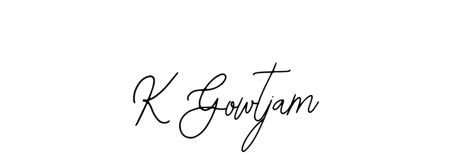 How to make K Gowtjam name signature. Use Bearetta-2O07w style for creating short signs online. This is the latest handwritten sign. K Gowtjam signature style 12 images and pictures png