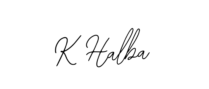 How to make K Halba name signature. Use Bearetta-2O07w style for creating short signs online. This is the latest handwritten sign. K Halba signature style 12 images and pictures png