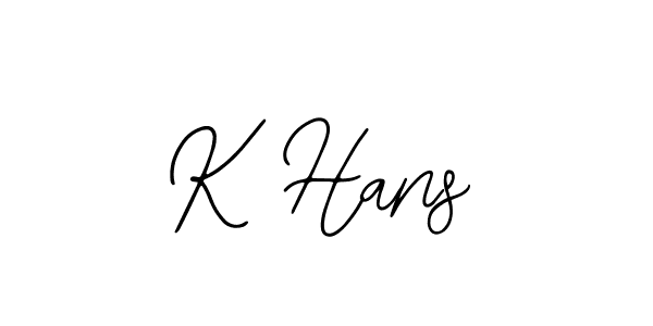 How to make K Hans name signature. Use Bearetta-2O07w style for creating short signs online. This is the latest handwritten sign. K Hans signature style 12 images and pictures png