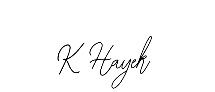 The best way (Bearetta-2O07w) to make a short signature is to pick only two or three words in your name. The name K Hayek include a total of six letters. For converting this name. K Hayek signature style 12 images and pictures png