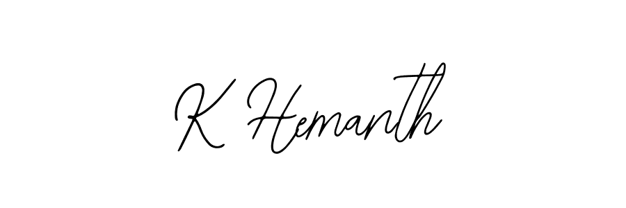 The best way (Bearetta-2O07w) to make a short signature is to pick only two or three words in your name. The name K Hemanth include a total of six letters. For converting this name. K Hemanth signature style 12 images and pictures png