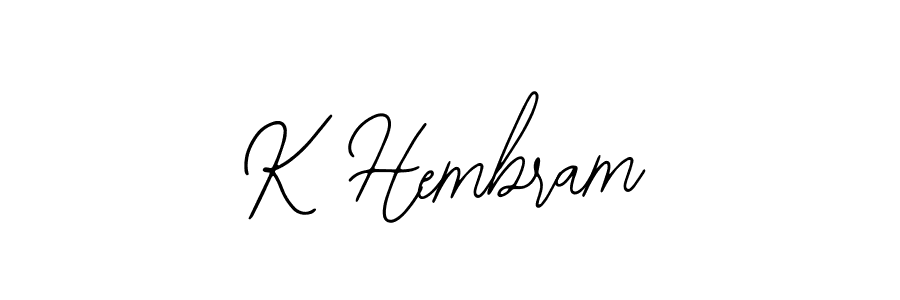 Bearetta-2O07w is a professional signature style that is perfect for those who want to add a touch of class to their signature. It is also a great choice for those who want to make their signature more unique. Get K Hembram name to fancy signature for free. K Hembram signature style 12 images and pictures png