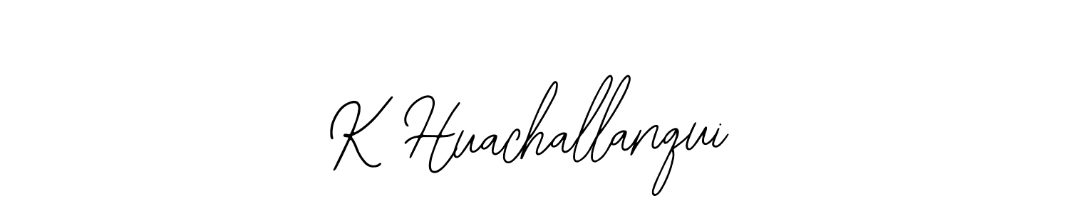 Bearetta-2O07w is a professional signature style that is perfect for those who want to add a touch of class to their signature. It is also a great choice for those who want to make their signature more unique. Get K Huachallanqui name to fancy signature for free. K Huachallanqui signature style 12 images and pictures png