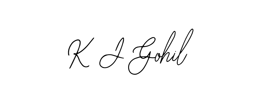 The best way (Bearetta-2O07w) to make a short signature is to pick only two or three words in your name. The name K J Gohil include a total of six letters. For converting this name. K J Gohil signature style 12 images and pictures png
