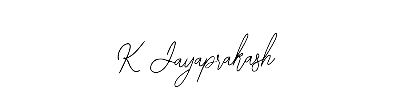 How to make K Jayaprakash name signature. Use Bearetta-2O07w style for creating short signs online. This is the latest handwritten sign. K Jayaprakash signature style 12 images and pictures png