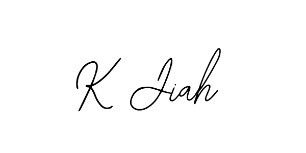 How to make K Jiah name signature. Use Bearetta-2O07w style for creating short signs online. This is the latest handwritten sign. K Jiah signature style 12 images and pictures png