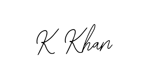 You should practise on your own different ways (Bearetta-2O07w) to write your name (K Khan) in signature. don't let someone else do it for you. K Khan signature style 12 images and pictures png