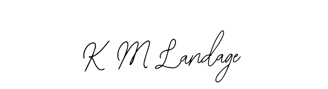The best way (Bearetta-2O07w) to make a short signature is to pick only two or three words in your name. The name K M Landage include a total of six letters. For converting this name. K M Landage signature style 12 images and pictures png