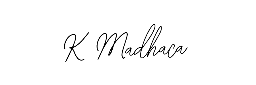if you are searching for the best signature style for your name K Madhaca. so please give up your signature search. here we have designed multiple signature styles  using Bearetta-2O07w. K Madhaca signature style 12 images and pictures png