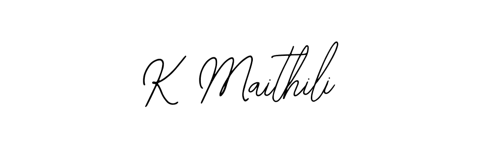 The best way (Bearetta-2O07w) to make a short signature is to pick only two or three words in your name. The name K Maithili include a total of six letters. For converting this name. K Maithili signature style 12 images and pictures png