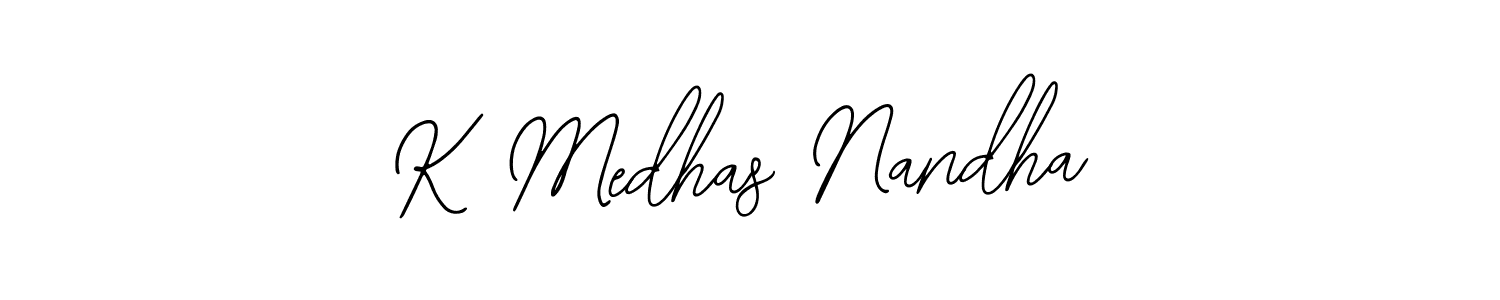 Also we have K Medhas Nandha name is the best signature style. Create professional handwritten signature collection using Bearetta-2O07w autograph style. K Medhas Nandha signature style 12 images and pictures png