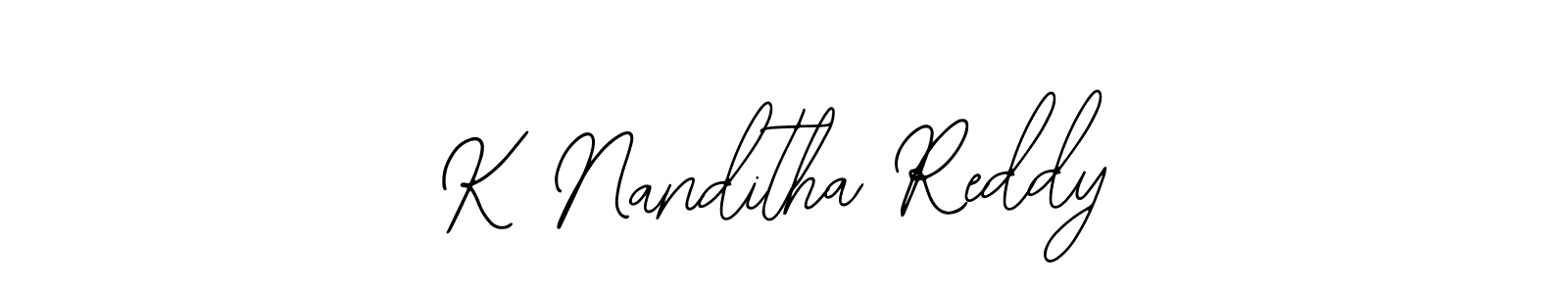 Use a signature maker to create a handwritten signature online. With this signature software, you can design (Bearetta-2O07w) your own signature for name K Nanditha Reddy. K Nanditha Reddy signature style 12 images and pictures png