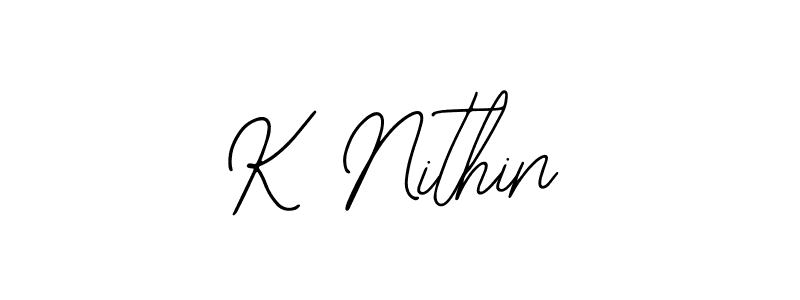 How to make K Nithin name signature. Use Bearetta-2O07w style for creating short signs online. This is the latest handwritten sign. K Nithin signature style 12 images and pictures png
