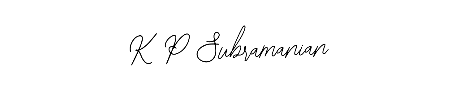 Also we have K P Subramanian name is the best signature style. Create professional handwritten signature collection using Bearetta-2O07w autograph style. K P Subramanian signature style 12 images and pictures png