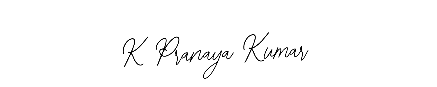 Bearetta-2O07w is a professional signature style that is perfect for those who want to add a touch of class to their signature. It is also a great choice for those who want to make their signature more unique. Get K Pranaya Kumar name to fancy signature for free. K Pranaya Kumar signature style 12 images and pictures png